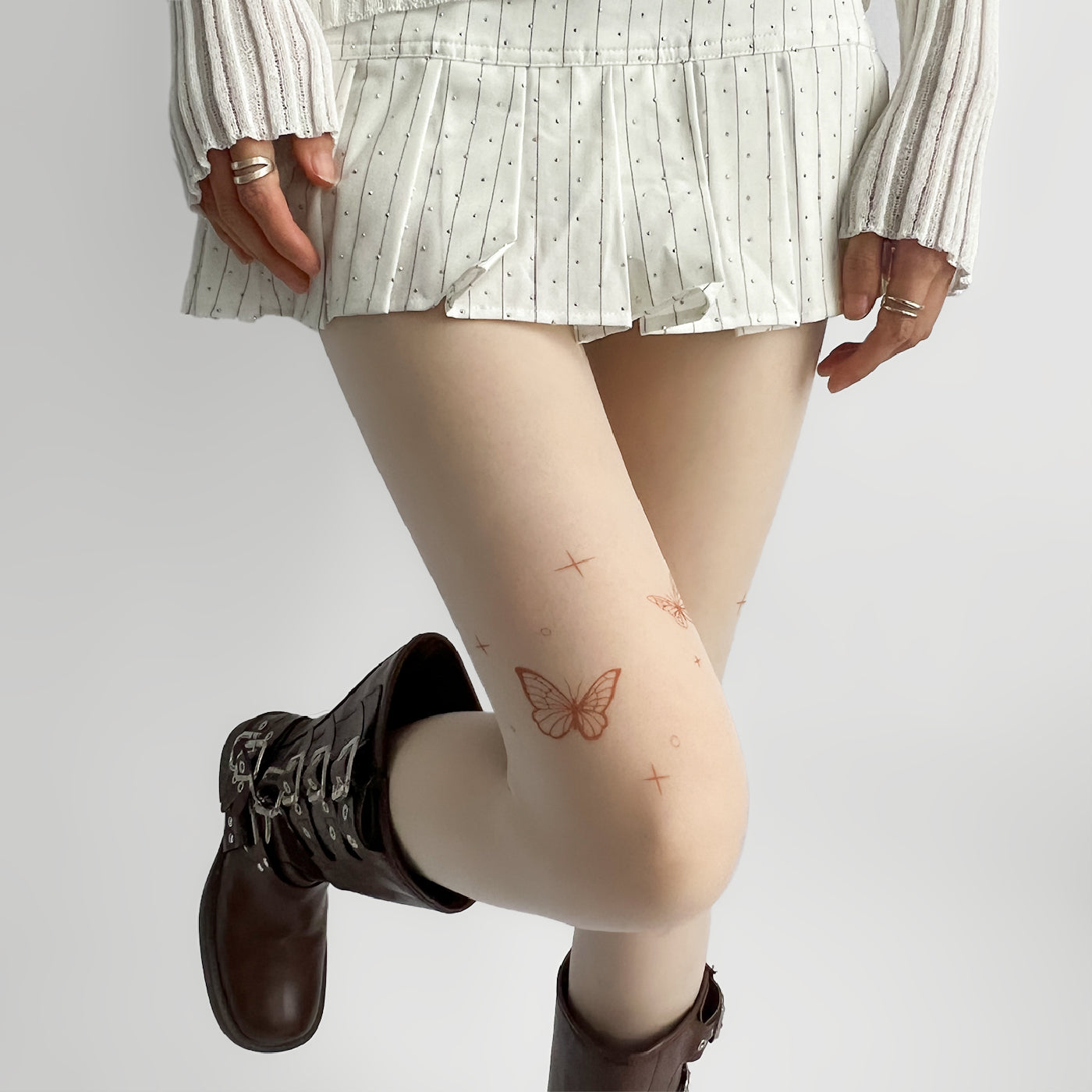 夜间教习室白色丝袜春秋款女防勾丝袜子春季打底袜蝴蝶白丝连裤袜